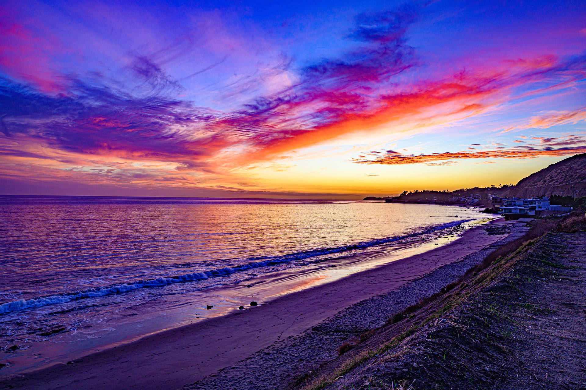 A sunset on a Los Angeles beach